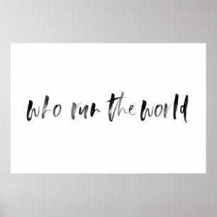 Affiche de typographie aquarelle « Qui dirige le m