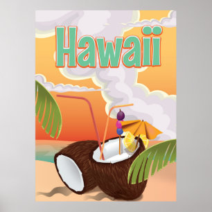 Affiche de vacances à la plage à Hawaï