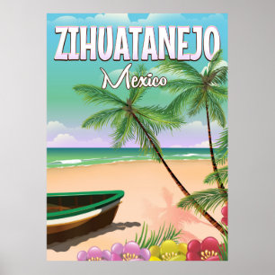 Affiche de vacances de plage mexicaine à Zihuatane