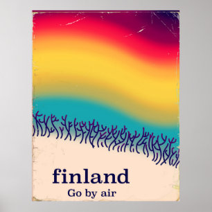 Affiche de vacances rétro 'arc-en-ciel' en Finland
