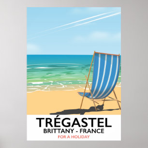 Affiche de vacances sur la plage de Trégastel, Bre