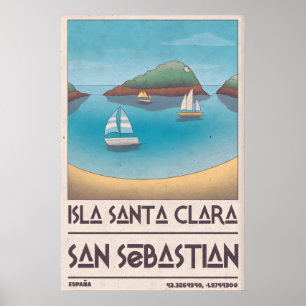 Affiche de vacances sur une île Scène de baie calm