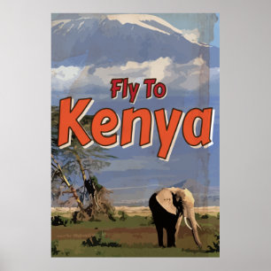 Affiche de vacances vintage Safari Kenya