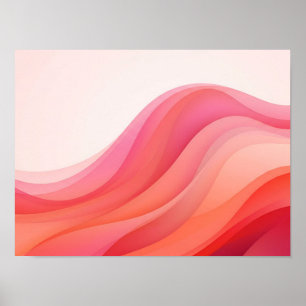 Affiche de vagues dégradées roses corail superposé