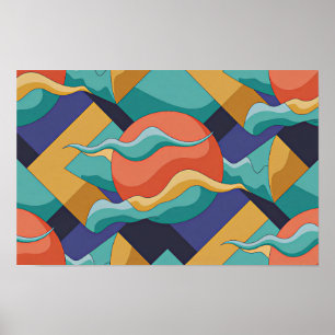 Affiche de vagues géométriques abstraites