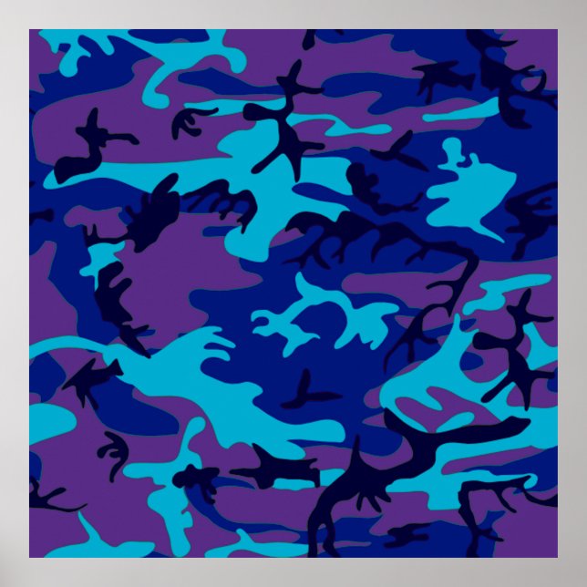 Affiche de valeur du camouflage bleu foncé et viol (Devant)