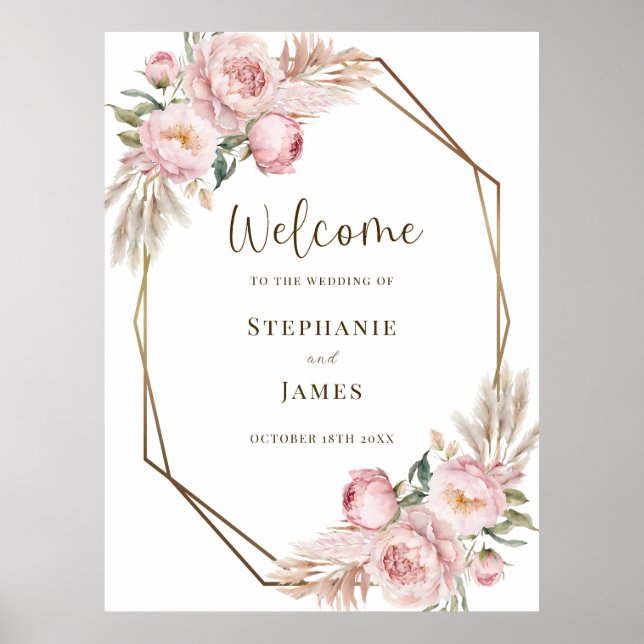 Affiche de valeur Mariage rose bienvenue (Devant)