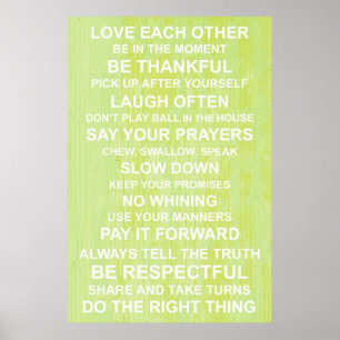 Affiche de valeurs familiales