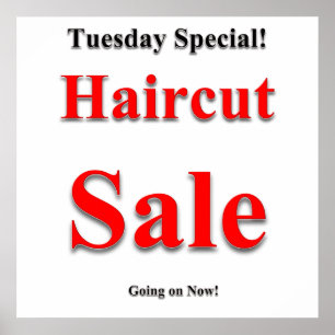 Affiche de vente de coupe de cheveux mardi mat - n