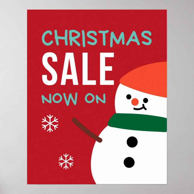 Affiche de vente de Noël, Vente de Noël Snowman (Devant)