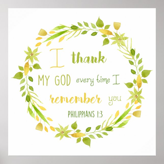 affiche de verset biblique philippiens à l'aquarel (Devant)