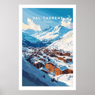 Affiche de village de ski des Alpes françaises 1