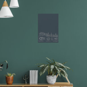 Affiche de ville de blueprint urbain sombre