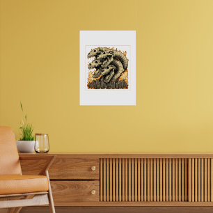 Affiche de ville de monstre géant squelettique Kai
