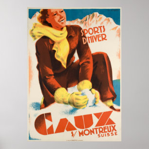 Affiche de Vintage voyage de Caux Suisse