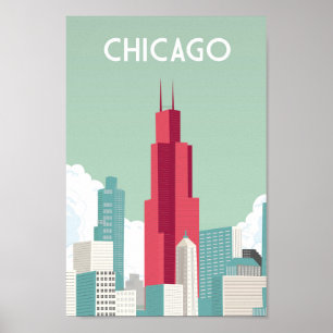 Affiche de Vintage voyage de Chicago l'Illinois  