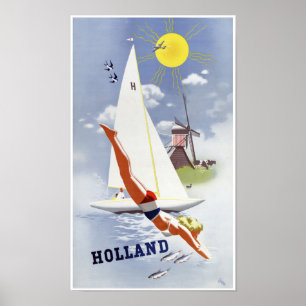 Affiche de Vintage voyage de la Hollande
