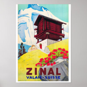 Affiche de Vintage voyage de la Suisse Zinal