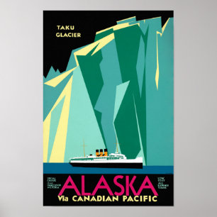 Affiche de Vintage voyage de l'Alaska reconstituée