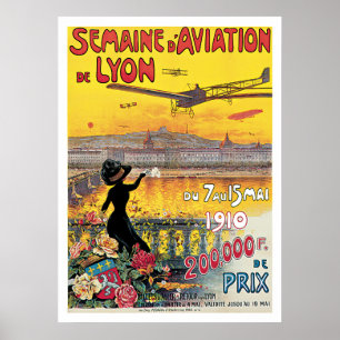 Affiche de Vintage voyage de l'aviation De Lyon de