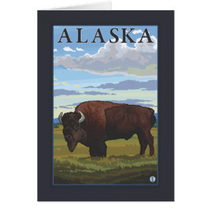 Affiche de Vintage voyage de scène de bison