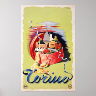 Affiche de Vintage voyage de Torino Turin Italie