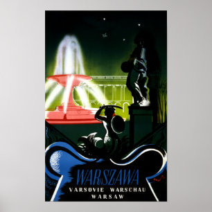 Affiche de Vintage voyage de Varsovie Pologne rest