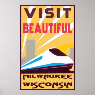 AFFICHE DE VINTAGE VOYAGE - MILWAUKEE, LE