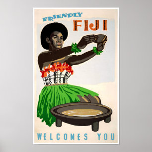 Affiche de Vintage voyage restaurée aux Fidji