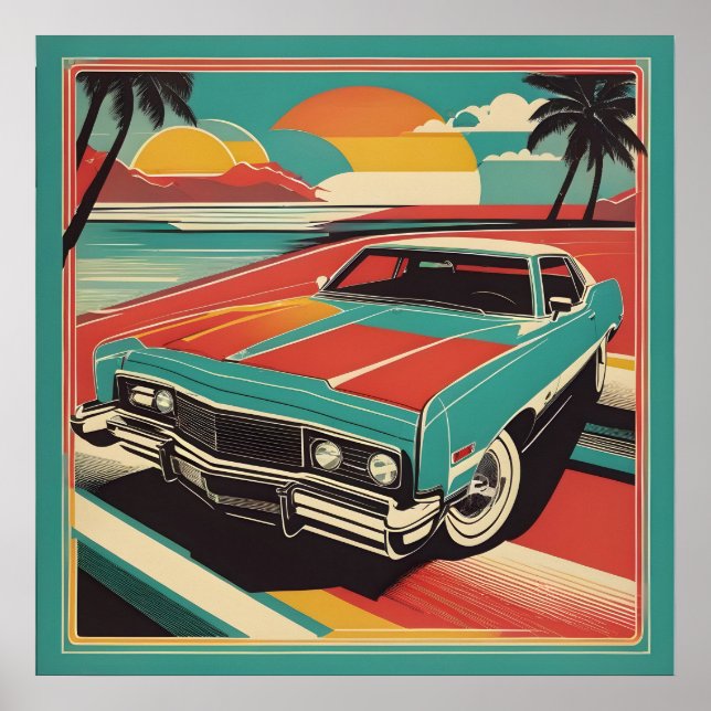 Affiche de voiture rétro vintage classique (Devant)