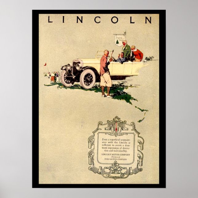 Affiche de voiture vintage des années 1920 (Devant)
