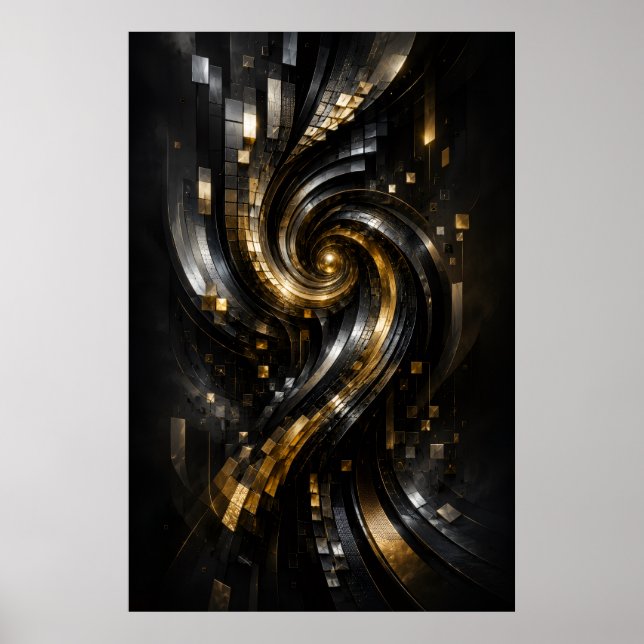 Affiche de vortex en spirale dorée (Devant)