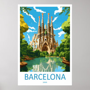 Affiche de voyage à Barcelone Espagne 5