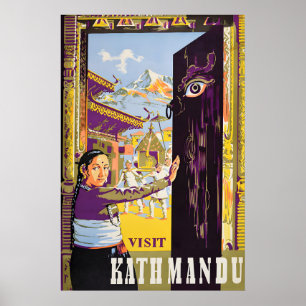 Affiche de voyage à Katmandou Népal vintage Himala