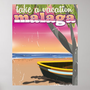 Affiche de voyage à Malaga en Espagne.