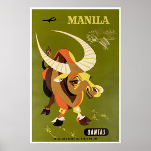 Affiche de voyage à Manille Philippines Art Qantas