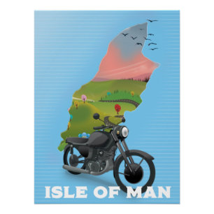 Affiche de voyage à moto sur l'île de Man