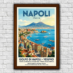 Affiche de voyage à Naples, Italie, années 1960