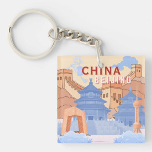 Affiche de voyage à Pékin Chine Pastel Bleu & Pê