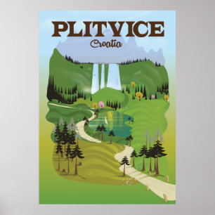 Affiche de voyage à Plitvice Croatie