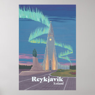 Affiche de voyage à Reykjavik