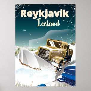 Affiche de voyage à Reykjavik en Islande