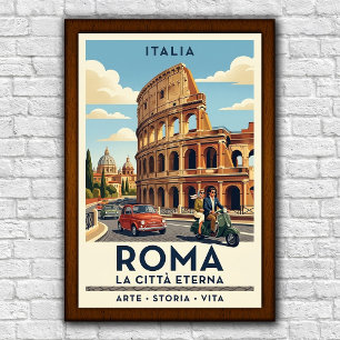 Affiche de voyage à Rome, Italie, années 1960