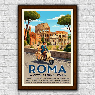 Affiche de voyage à Rome, Italie, années 1960