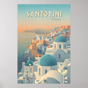 Affiche de voyage à Santorin Grèce