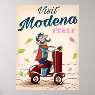 Affiche de voyage à scooter Modena Italie
