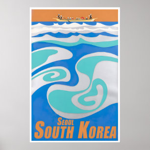 Affiche de voyage à Séoul, Corée du Sud, impressio