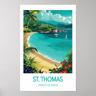 Affiche de voyage à St. Thomas, Îles Vierges améri