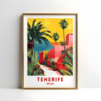 Affiche de voyage à Tenerife Espagne décoration mu