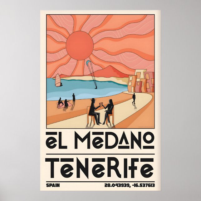 Affiche de voyage à Tenerife Plage El Medano, surd (Devant)